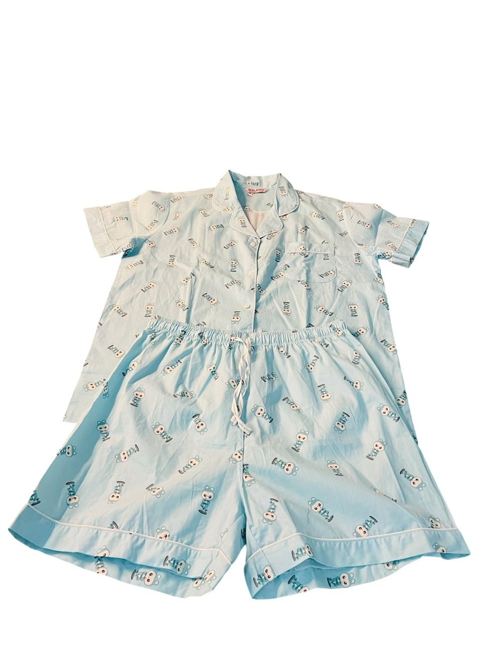 Baleno Women’s Light Blue Short Pajama Set with Cartoon Print Size XL NWOT
